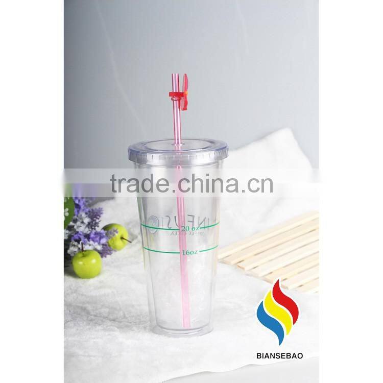 with figurines straw clear double wall plastic acrylic tumbler