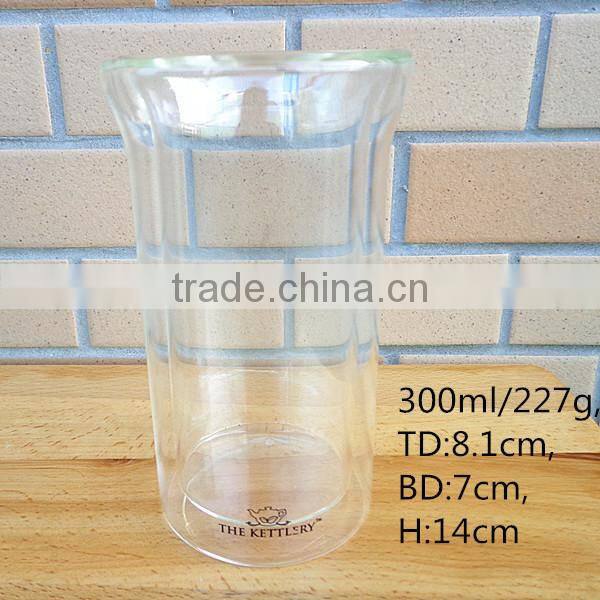 300ml 10oz double wall glass cup for iced tea