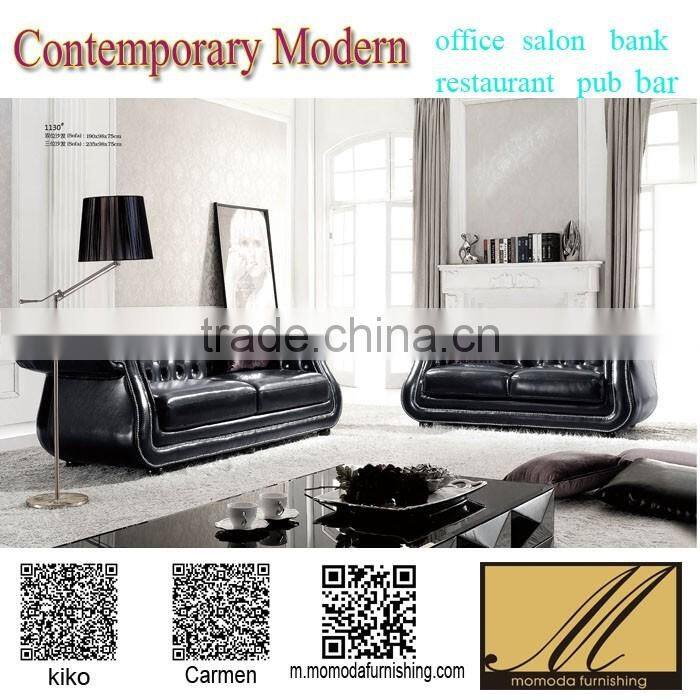 ND1130 neoclassic chesterfield black cow leather studded Crystal button tuft antique living room fancy sofa home furniture set