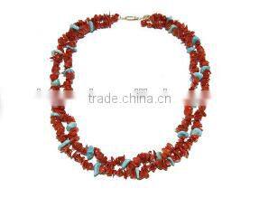 wholesale 17" 2 row 5-7mm irregular original coral beads necklace
