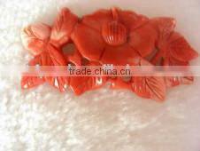 for sale 30-40mm orange flower & leaf shape natural coral pendant
