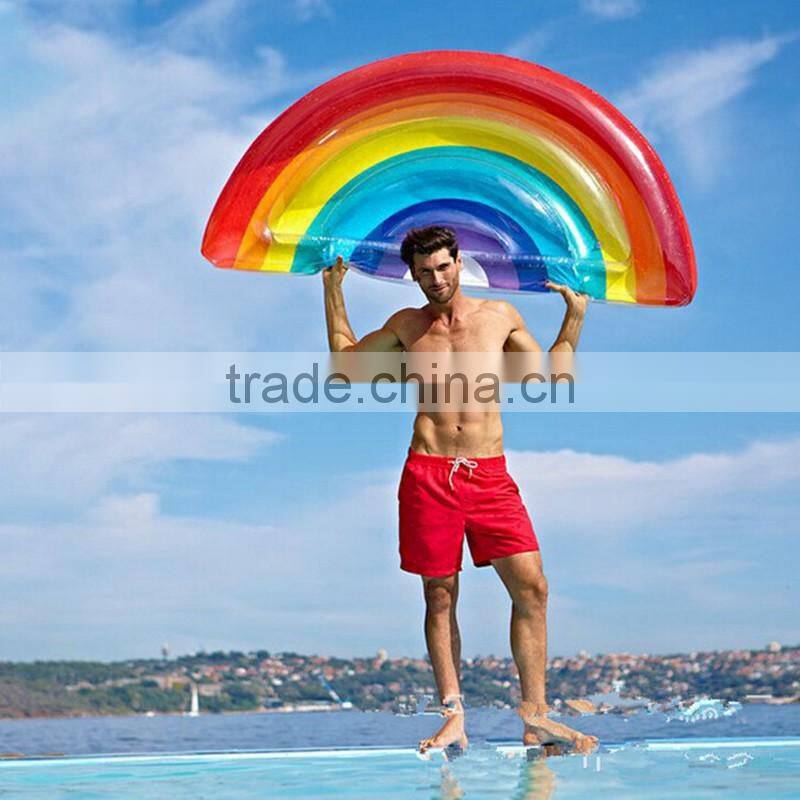 2017 new style leasure giant inflatable rainbow pool float outdoor water party lounge beach game toys for kids and adults