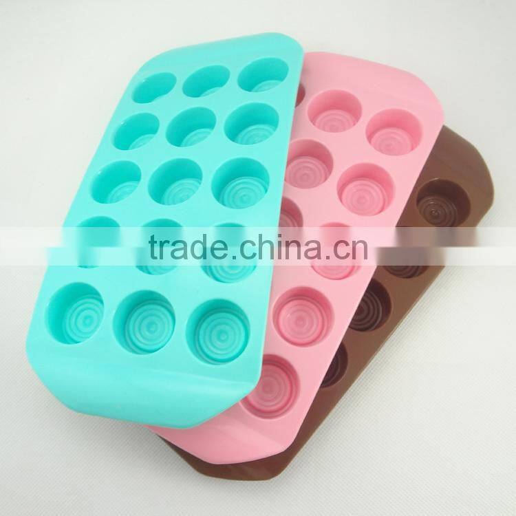 cute 15 cup round chocolate shape silicone ice and cake use cube tray