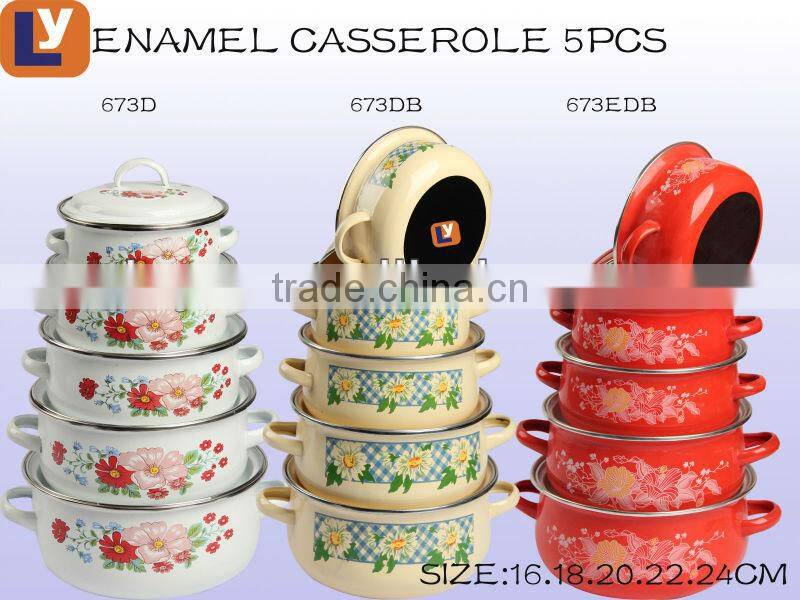 676EDB 6pcs set enamel cookware enamel casserole
