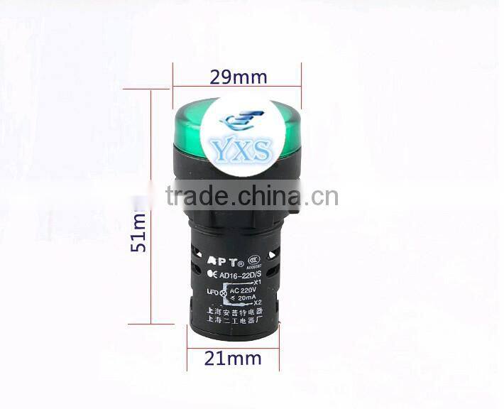 AD16-22D/S 22mm 6.3V-380v painel indicam luz de sinal conduzido brilho warterproof indicador luzes indcating buraco tamanho