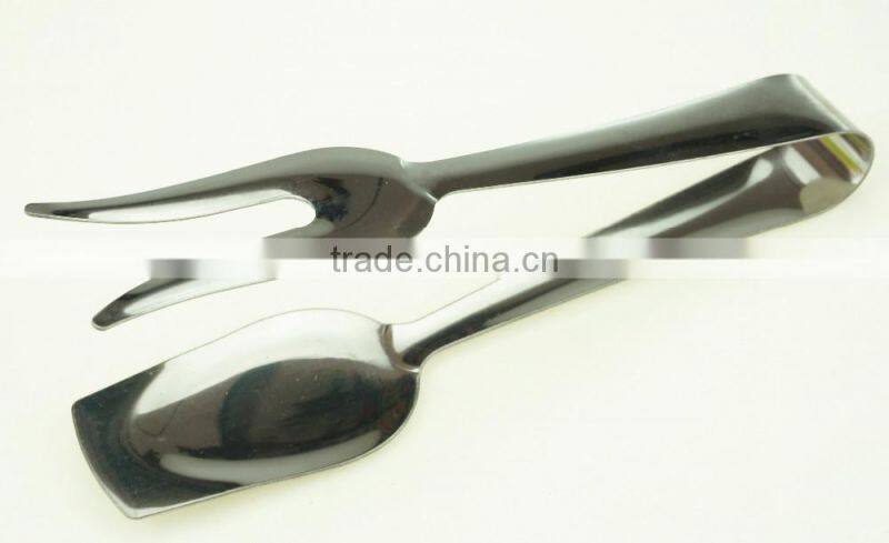 39054 8 Inch Stainless StFeel Kitchen Tongs BBQ Grill Food salad Tongs With Fork