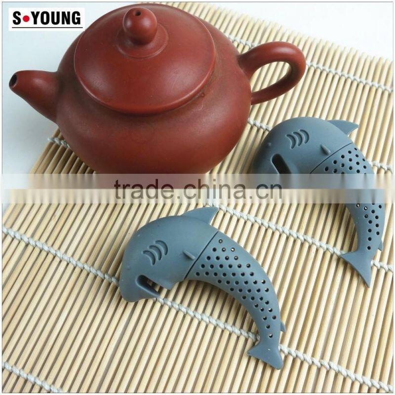 16159 Silicone Shark Infuser Loose Tea Leaf Strainer Herbal Spice Filter Diffuser