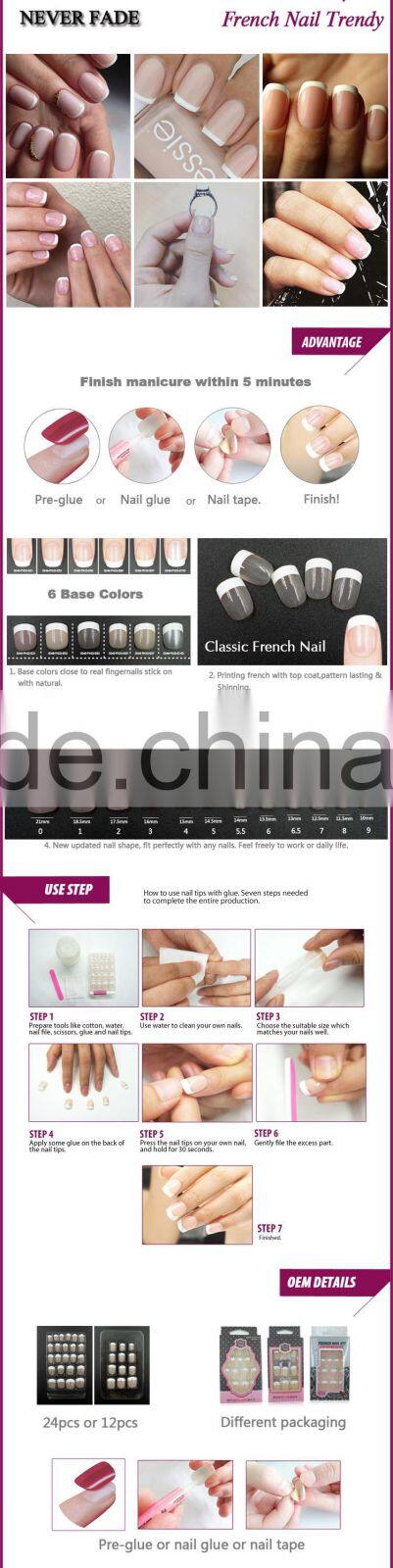 Printing Full color pure press on classical french style nail art