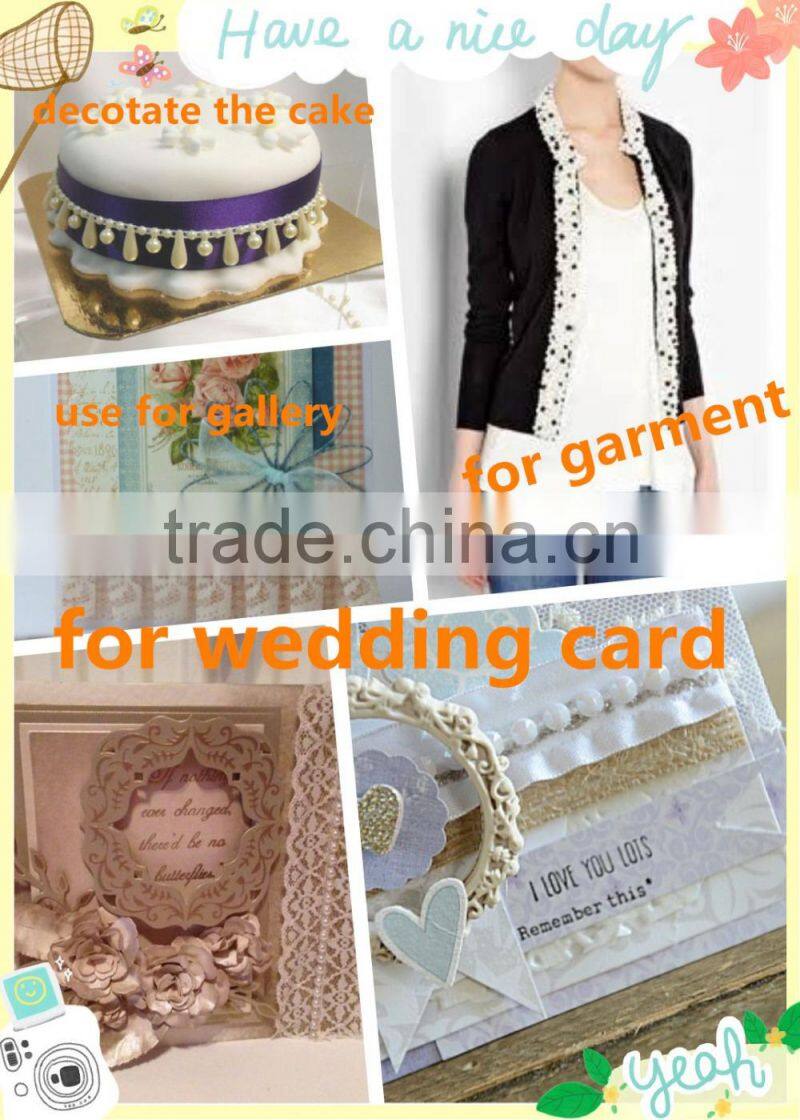 fashionable wide lace trim pearl trimmings new fancy trim WTP-1329