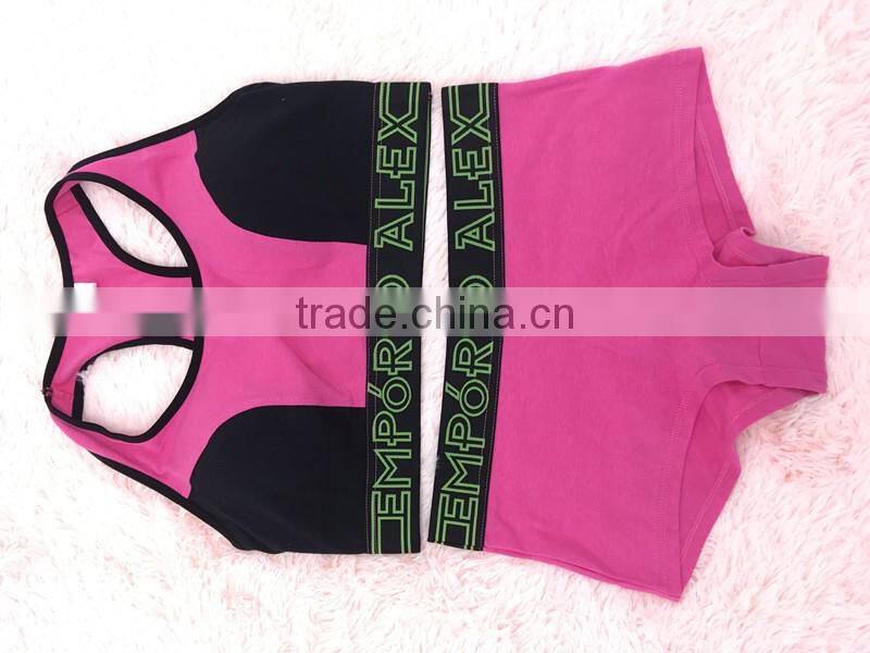 Rose red seamless sports bra set/fashion sports bra and panty set