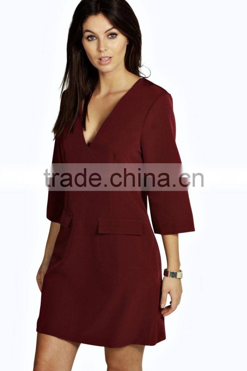 High quality fashion women's long cleeve khaki trench coat dress