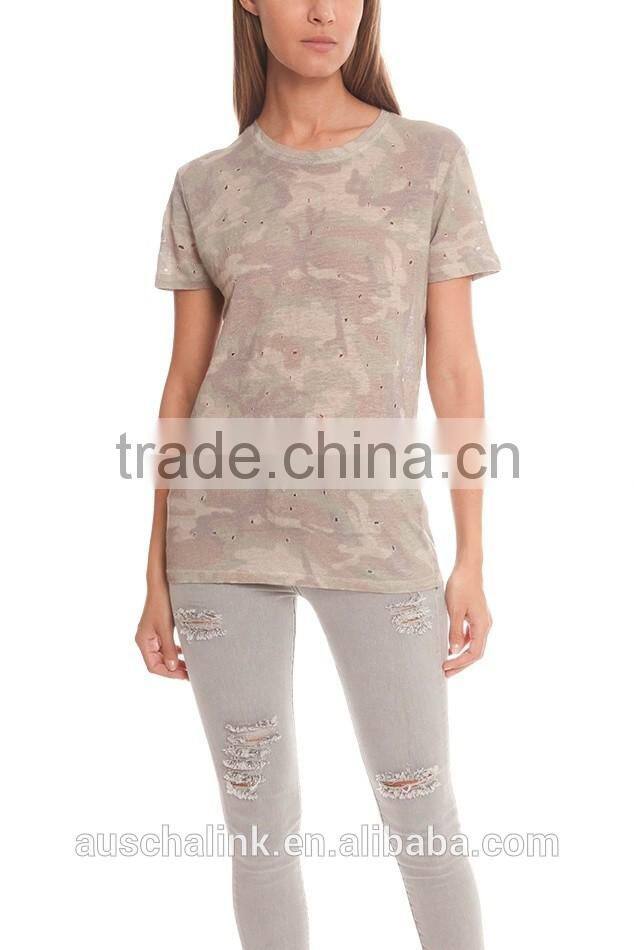 best selling lady sublimation camo t-shirt customized cheap price