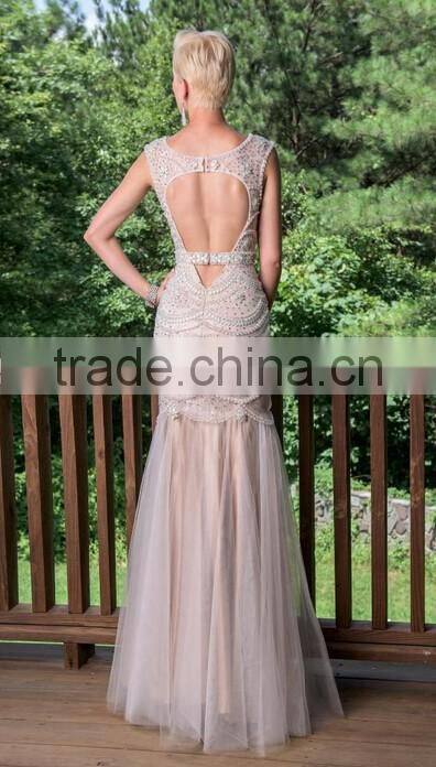 european tulle beading long evening dress for mother of groom