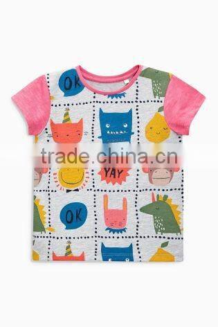 High standard Carton pattern Grils tops printing designs Latest tops Pictures of girls cotton tops