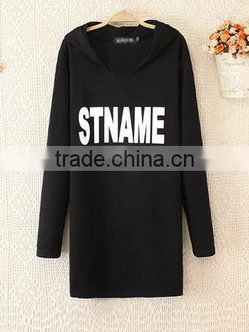 autumn season women's Plus Size custom text printing Hooded Long Hoodie