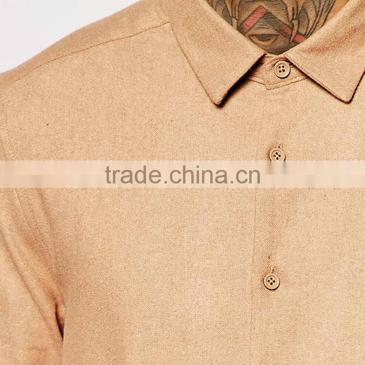 Shirt In Camel Wool Mix Wholesale Flannel Shirt China Manufacturer