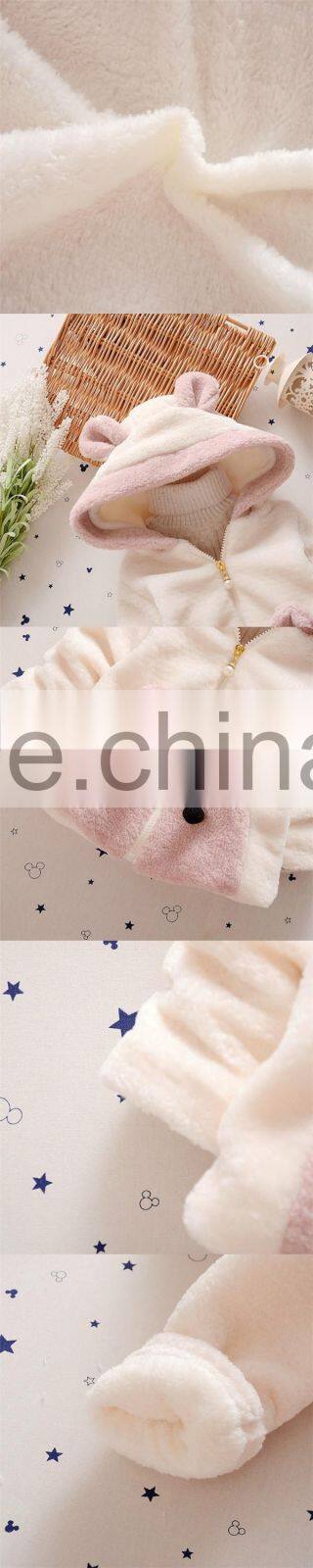Fashion cute design infant overcoat coral fleece cartoon baby coat with hood