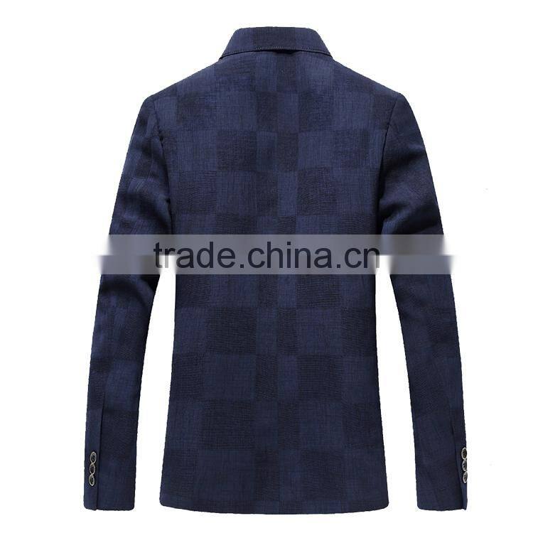 Wholesale Casual Men'S Fashion Check Button Suit Jacket Blazer