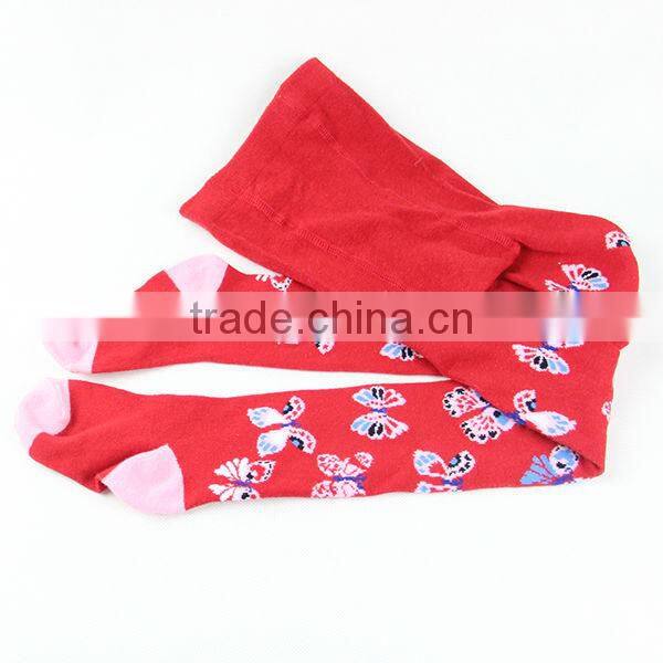 Red colored sexy girls tights legging with vivid butterfly