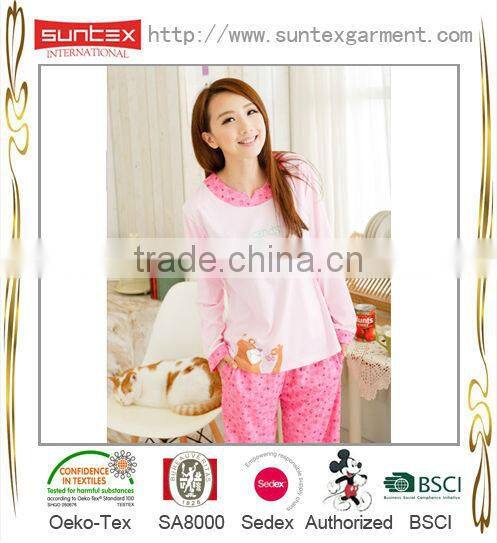 Long Sleeve Ladies Cotton Sleepwear