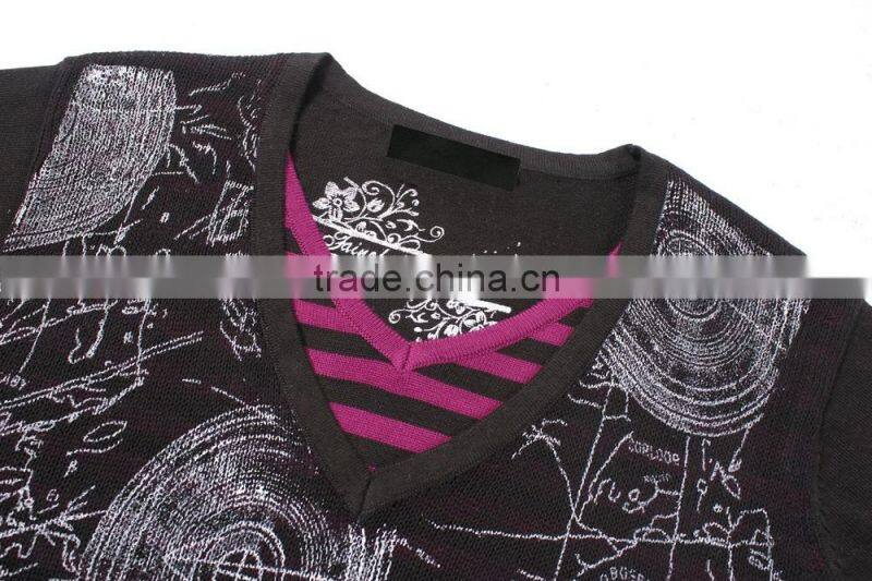 Men V neck Thin Sweater Knitting Pattern