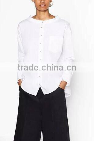 Runwaylover EY2345B Ladies Stand Collar Fashion Pure Color Blouse