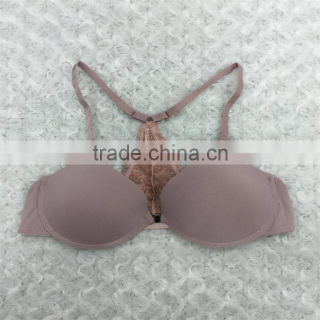Sexy women front closure lace back bra panty set sexy