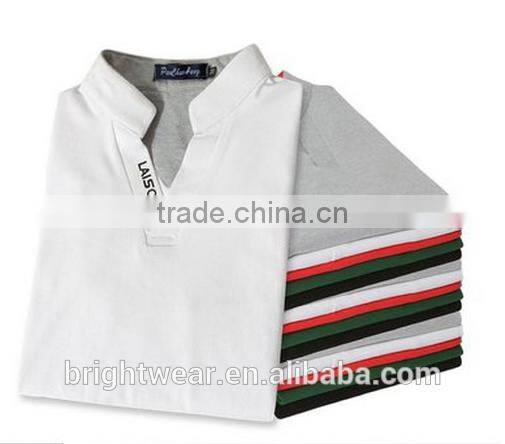 Men's 96%combed cotton 4%spandex polo shirt with stand collar
