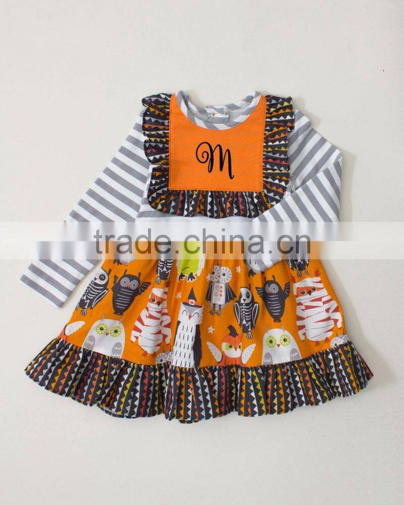 wholesale fashion new style Halloween girl's pumpkin fold dress clothing