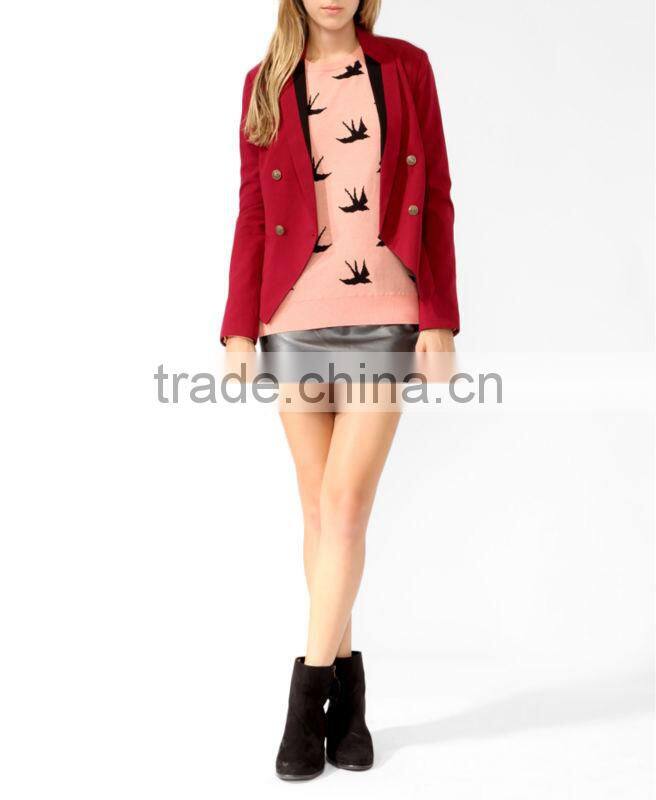 Double Breasted Cutaway Hem Blazer