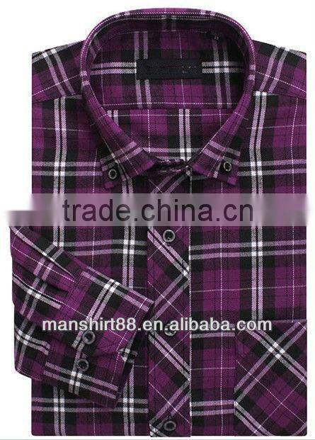 2016 Elegant fancy style 100%Cotton Single velvet Checked thickening Shirt for men