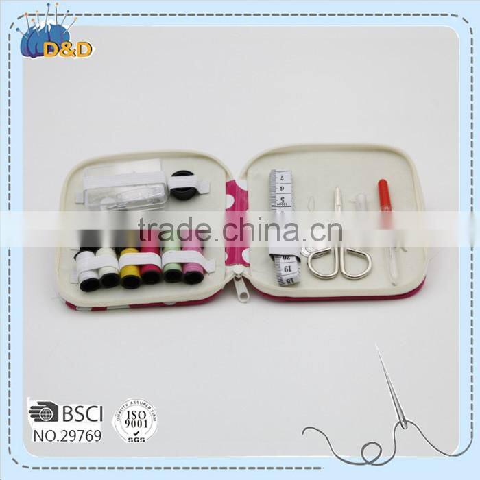 D&D Needlework Materials Pu Leather Zipper Pouch Sewing Kit Set With Sewing Accessories Promotional Gift