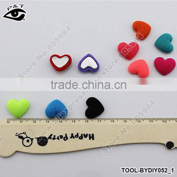 17x14mm Flatback fabric button heart shaped button for clothing hair accessories craft bags shoes