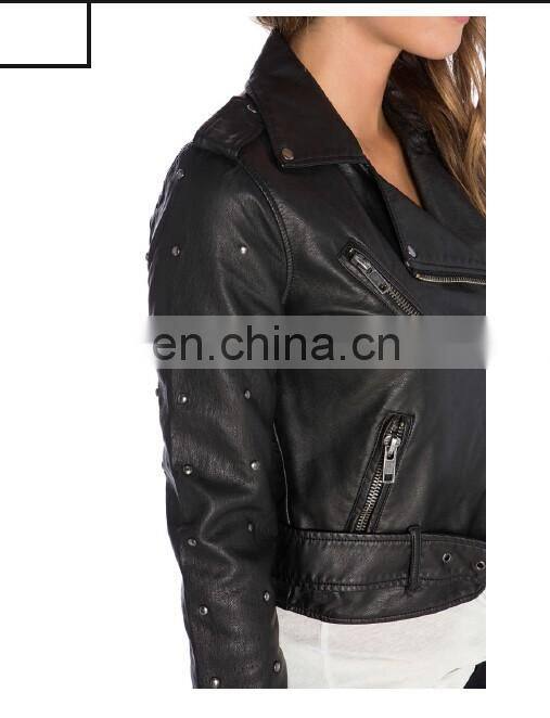 Winter Faux Leather Jacket Bolero Imitation Leather Jacket bomerJacket Blazer with decoration pins studs