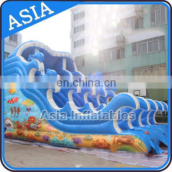Colorful Wave Slide, inflatable wet slide, inflatable dry slide with 4 path