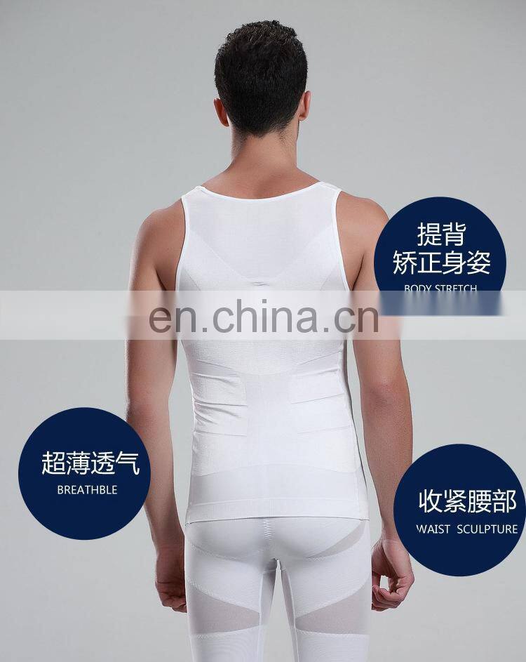 Mens Slimming Body Shaper Vest Shirt Abs Abdomen Slim#MV-01