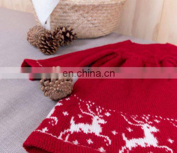 long sleeve Popular design red knitted dress baby girls kids for warm winter