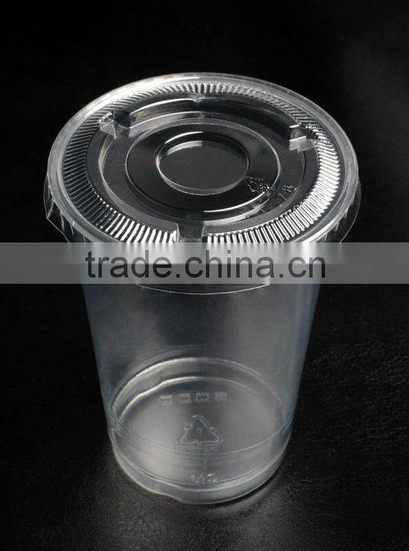 78mm clear disposable PET flat lid with straw hole for plastic or paper cold beverage cup