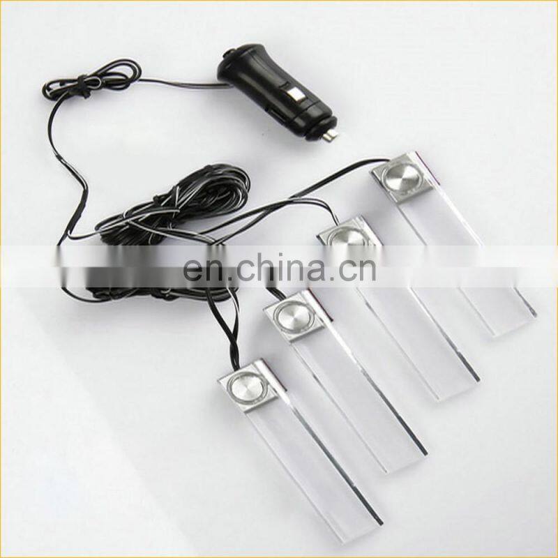 New arrival 4 in 1 12V Car Auto Interior LED Atmosphere Lights Decoration Lamp Blue Wholesale