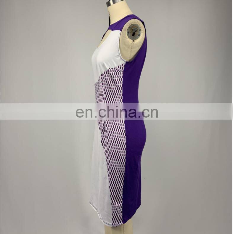 Wholesale custom brand female slim fit pencil round neck sleeveless party formal ladies office dress S-5XL