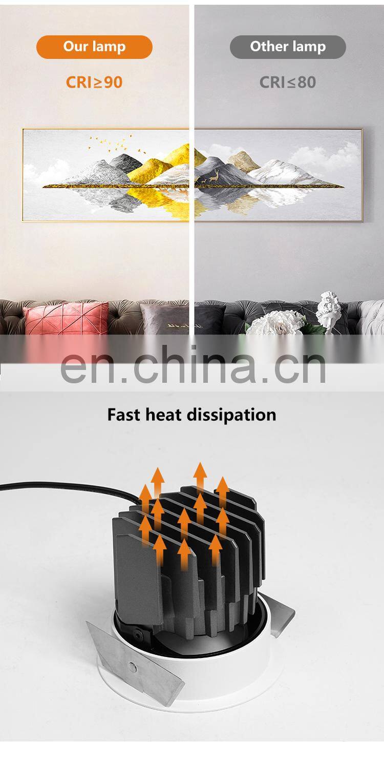 ALLWAY Guaranteed Quality Gold Black Reflector Color Recessed Mount 5w 9w 15w Led Spot Downlight