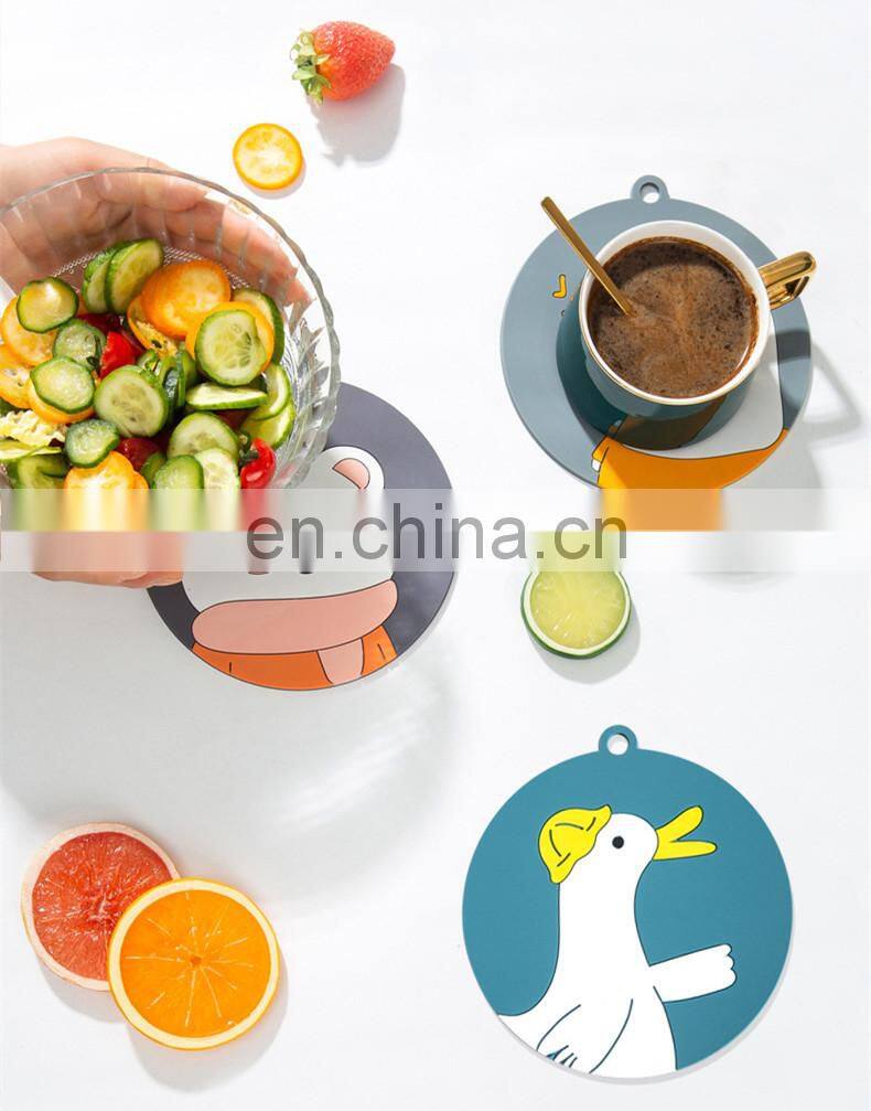 Heat Insulation Non-slip Coffee Table Cup Mats Pad Placemat Cartoon Silicone Coaster Kitchen Accessories