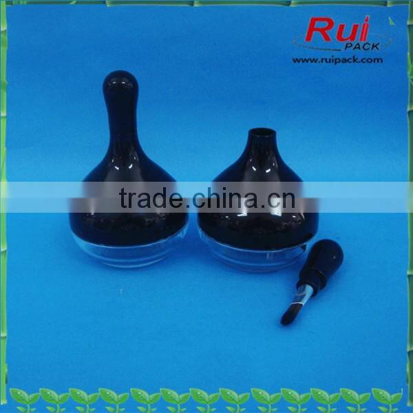 Black empty face blusher container with soft brush,black makeup blusher packaging container