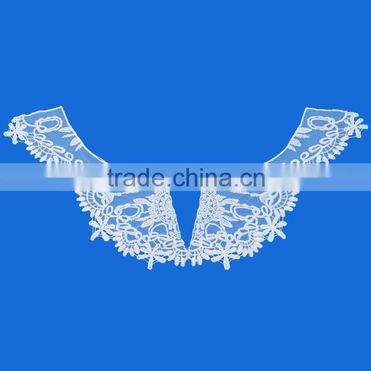 OEM Custom shaped cotton neckline applique embroidered neck trim for women's garment