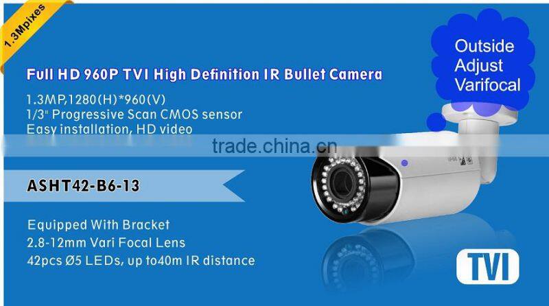 1.3MP Full HD TVI 960P Varifocals IR night vision Bullet CCTV Camera