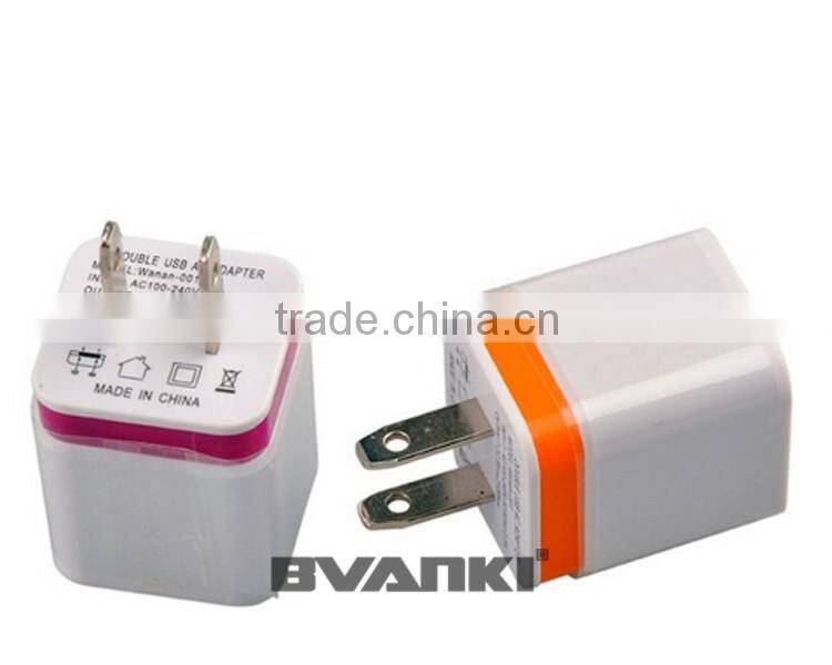 5V 2.1/1A USA Plug AC Travel Dual USB Wall Charger For iPhone 6 5 For iPad For Samsung Galaxy S6 S5 S4 Mobile Phones Adapter