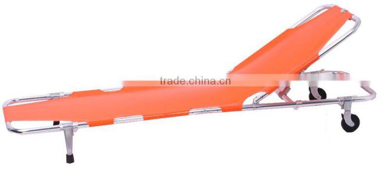 Ambulance folding stretcher with dual wheels adjustable back angle