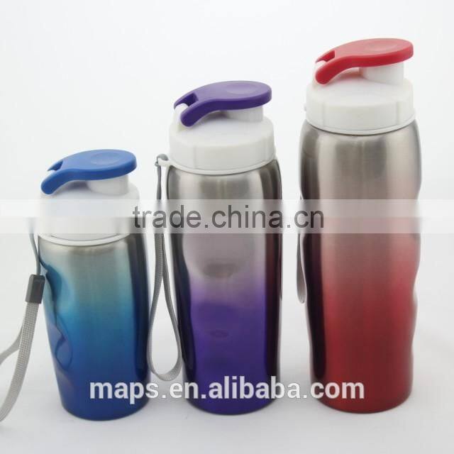 stainless steel single wall bottle with removable hand-straps
