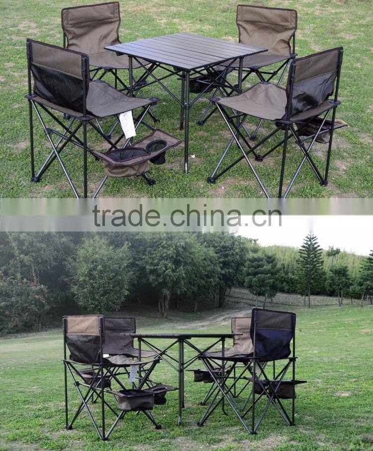5 PCS Garden Furniture Cast Aluminium Camping Folding Table Chair