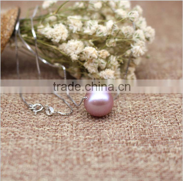 Luxury Simple natural water round shaoe pearl silver necklace with gold necklace